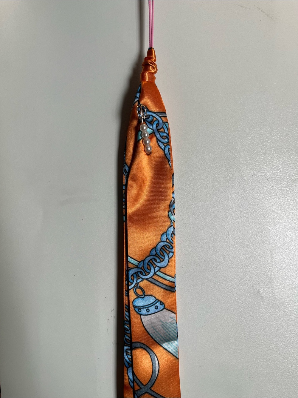 Satin Scarf Necklace with Decorative Pin